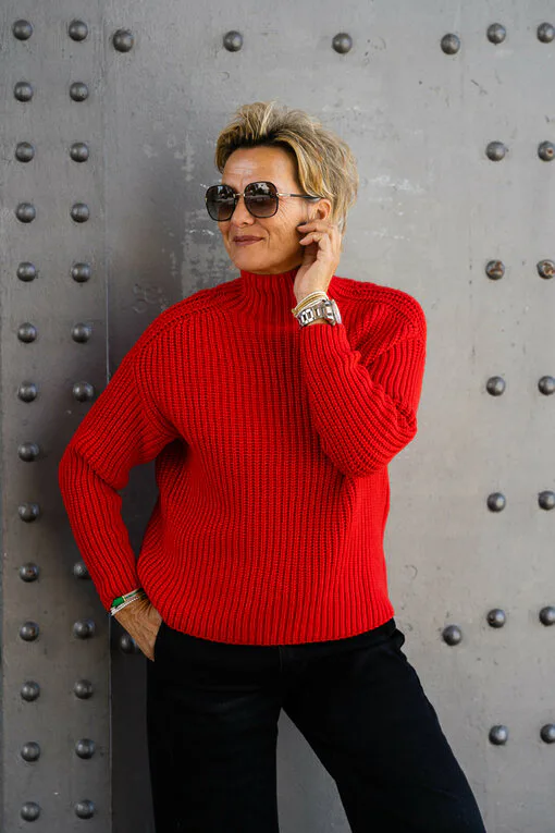 Grobstrickpullover “LEONIA” rot (GW204)