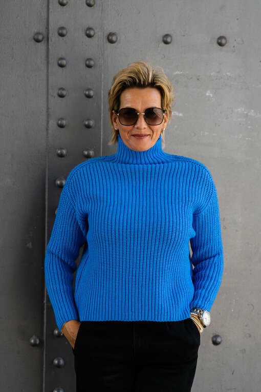 Grobstrickpullover “LEONIA” blau (GW204)
