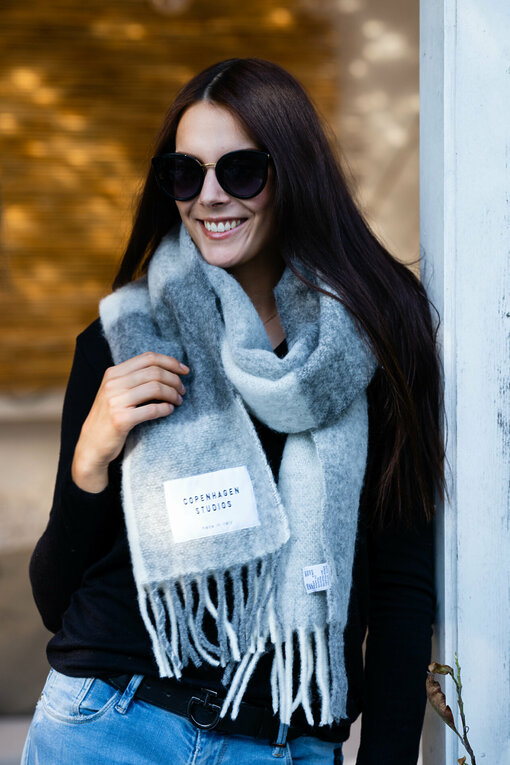 Schal mit dicken Fransen “SHAWL 4” grey melange (CPH12)