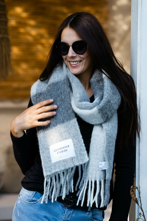 Schal mit dicken Fransen “SHAWL 4” grey melange (CPH12)