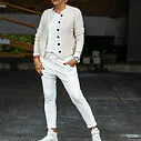 Strickjacke “PAULINA” beige (GW27)/ Joggerhose “PRISKA” cremeweiß (FJ)/ Basicshirt “ALMA” wollweiß (BA56)