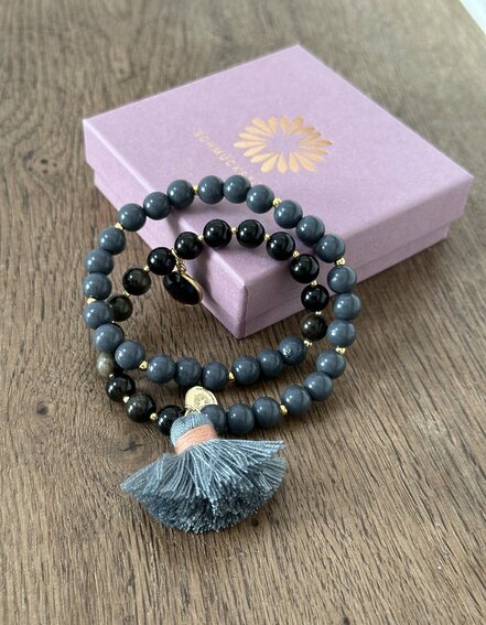 SCHMÜCKSTÜCK - Wickelarmband "MALA TWIN GREY  VELVET" (SSK125)