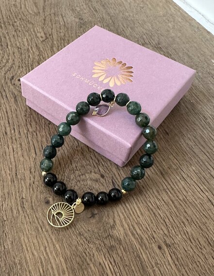 SCHMÜCKSTÜCK - Perlenarmband "MALA SINGLE DARK MOOS" (SSK103)