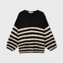 Alpakamix Strickpullover “VANA” black/ light latte (10D64)