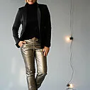 Langarmshirt mit Rollkragen “TINSLEY” (HL03) / Sportlicher Blazer “LEYA” black (ER07) / Lederimitat Hose “NINA” (H04)