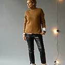 Rippenstrick Pullover “TERESA” caramel (GW235) / Lederimitat Hose “NINA” (H04)