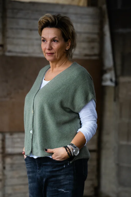 Kuschelige Strickweste “RASUL” khaki (GW38)