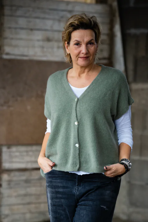 Kuschelige Strickweste “RASUL” khaki (GW38)