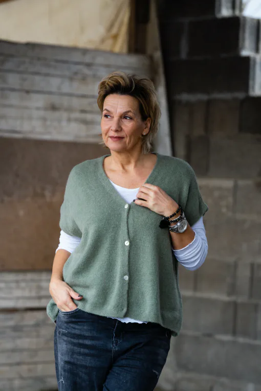 Kuschelige Strickweste “RASUL” khaki (GW38)