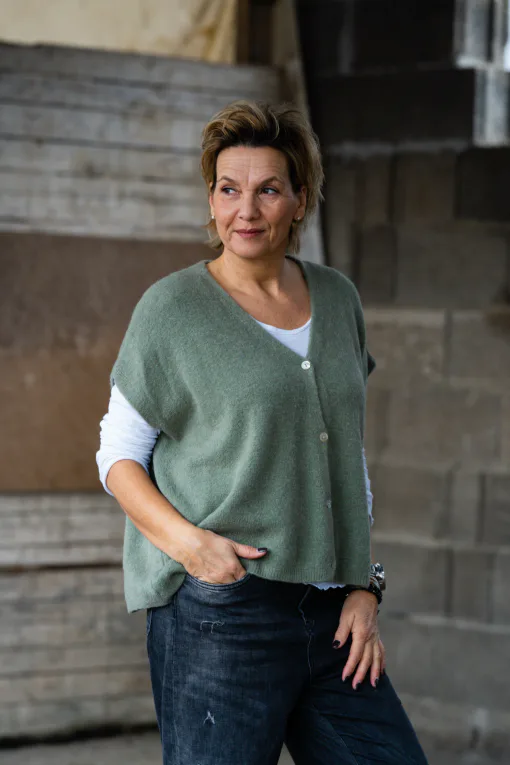 Kuschelige Strickweste “RASUL” khaki (GW38)