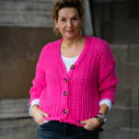 Grobstrick Cardigan “BLESS” pink (GW34)