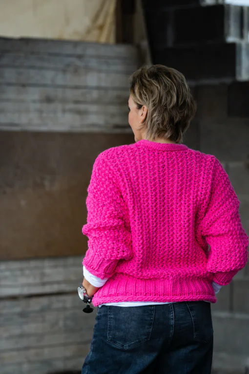 Grobstrick Cardigan “BLESS” pink (GW34)