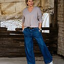 Casual Longsleeve “THALISA” (ER22) / Wide Leg Jeans “YIBBI” dark blue (H36)