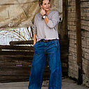 Casual Longsleeve “THALISA” (ER22) / Wide Leg Jeans “YIBBI” dark blue (H36)