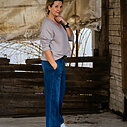 Casual Longsleeve “THALISA” (ER22) / Wide Leg Jeans “YIBBI” dark blue (H36)