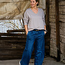 Casual Longsleeve “THALISA” (ER22) / Wide Leg Jeans “YIBBI” dark blue (H36)