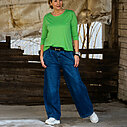 Basicshirt “KIMBERLY” grasgrün (BA84) / Wide Leg Jeans “YIBBI” dark blue (H36)