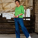 Basicshirt “KIMBERLY” grasgrün (BA84) / Wide Leg Jeans “YIBBI” dark blue (H36)
