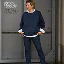 Raw Edge Sweater “KIM” yale blue (10D63) /Relaxed Fit Pants “XARA” (10D26)