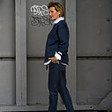 Raw Edge Sweater “KIM” yale blue (10D63) /Relaxed Fit Pants “XARA” (10D26)