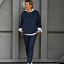 Raw Edge Sweater “KIM” yale blue (10D63) /Relaxed Fit Pants “XARA” (10D26)