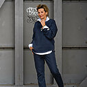 Raw Edge Sweater “KIM” yale blue (10D63) /Relaxed Fit Pants “XARA” (10D26)