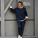 Raw Edge Sweater “KIM” yale blue (10D63) /Relaxed Fit Pants “XARA” (10D26)
