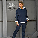 Raw Edge Sweater “KIM” yale blue (10D63) /Relaxed Fit Pants “XARA” (10D26)