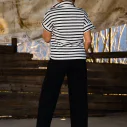 Streifenshirt “VENETIA” ecru/ black (HL29) / O-Shape Jeans “VIRGINIA” schwarz (H51)