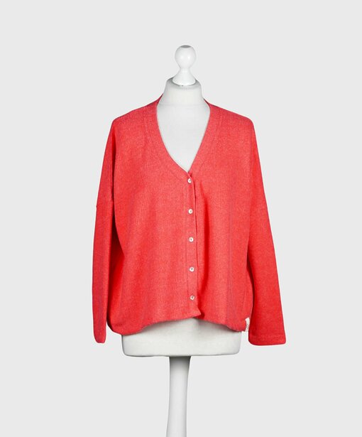 Kuscheliger Cardigan "ORI" red melange (CC28)