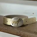 Gürtelschließen DACKEL gold (UJ02) / Ledergürtel ohne Schließe atlantic light gold (UJ01)