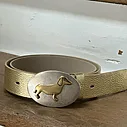 Gürtelschließen DACKEL gold (UJ02) / Ledergürtel ohne Schließe atlantic light gold (UJ01)