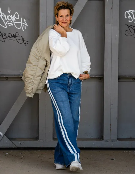 ELIAS RUMELIS - Jeans "TAMEA STRIPES" - city blue (ER19)