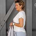 Cooles Shirt “IMKE” wollweiß (BA57) / Culotte-Joggerhose “PRIA” hellgrau (H40)