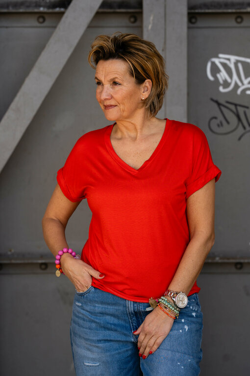 Cooles Shirt “IMKE” orangerot (BA57)