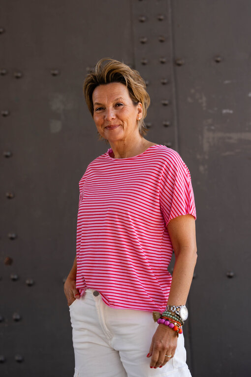 Gestreiftes Shirt “MAYLA” rosa/rot (BA14)