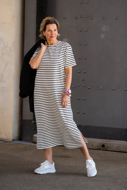 Streifenkleid “MAGGIE” schwarz/creme (GW78)