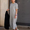 Streifenkleid “MAGGIE” schwarz/creme (GW78)