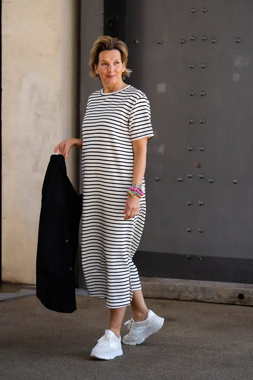 Streifenkleid “MAGGIE” schwarz/creme (GW78)