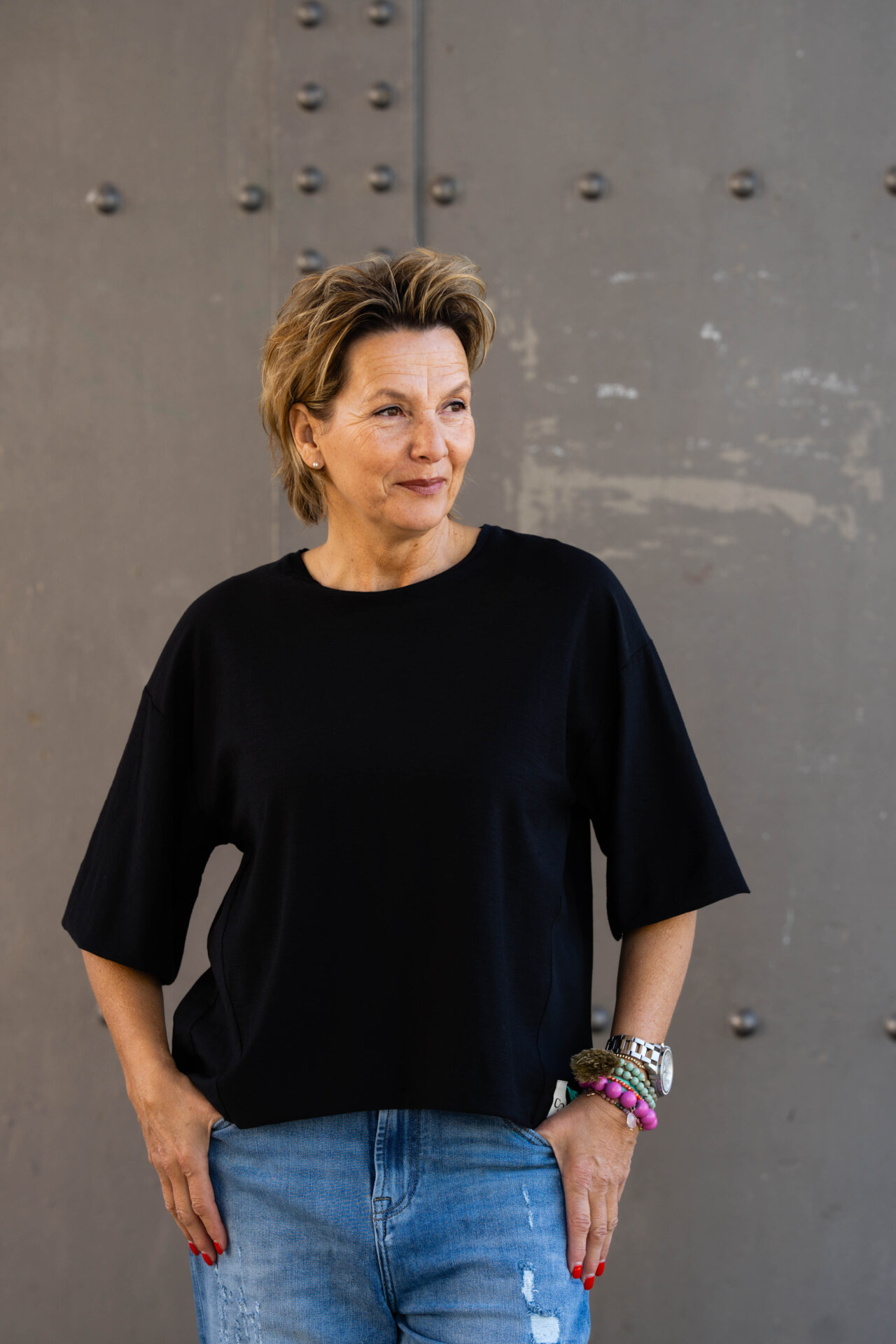 Material Mix Shirt “NOELANI” black (CC37)