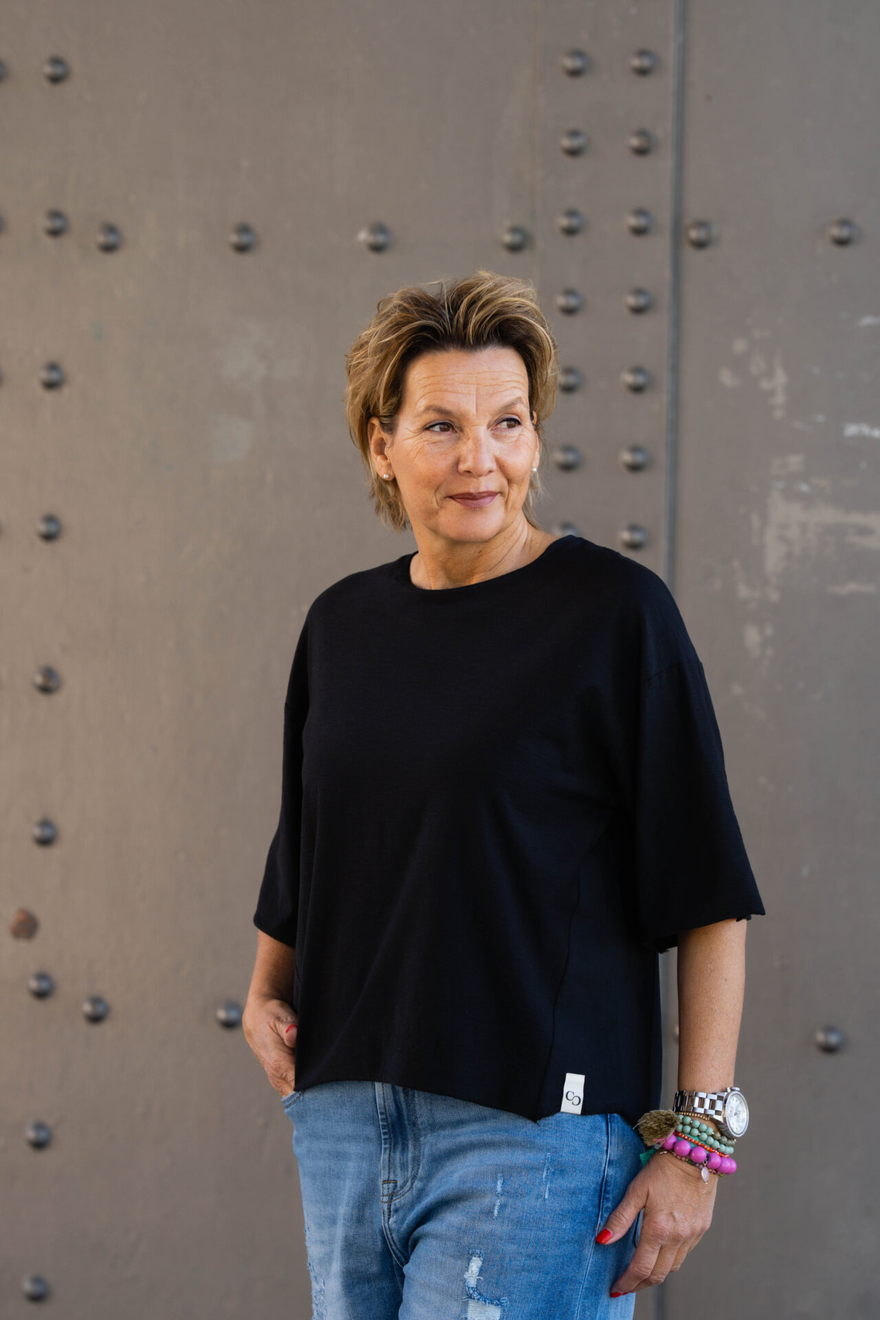 Material Mix Shirt “NOELANI” black (CC37)