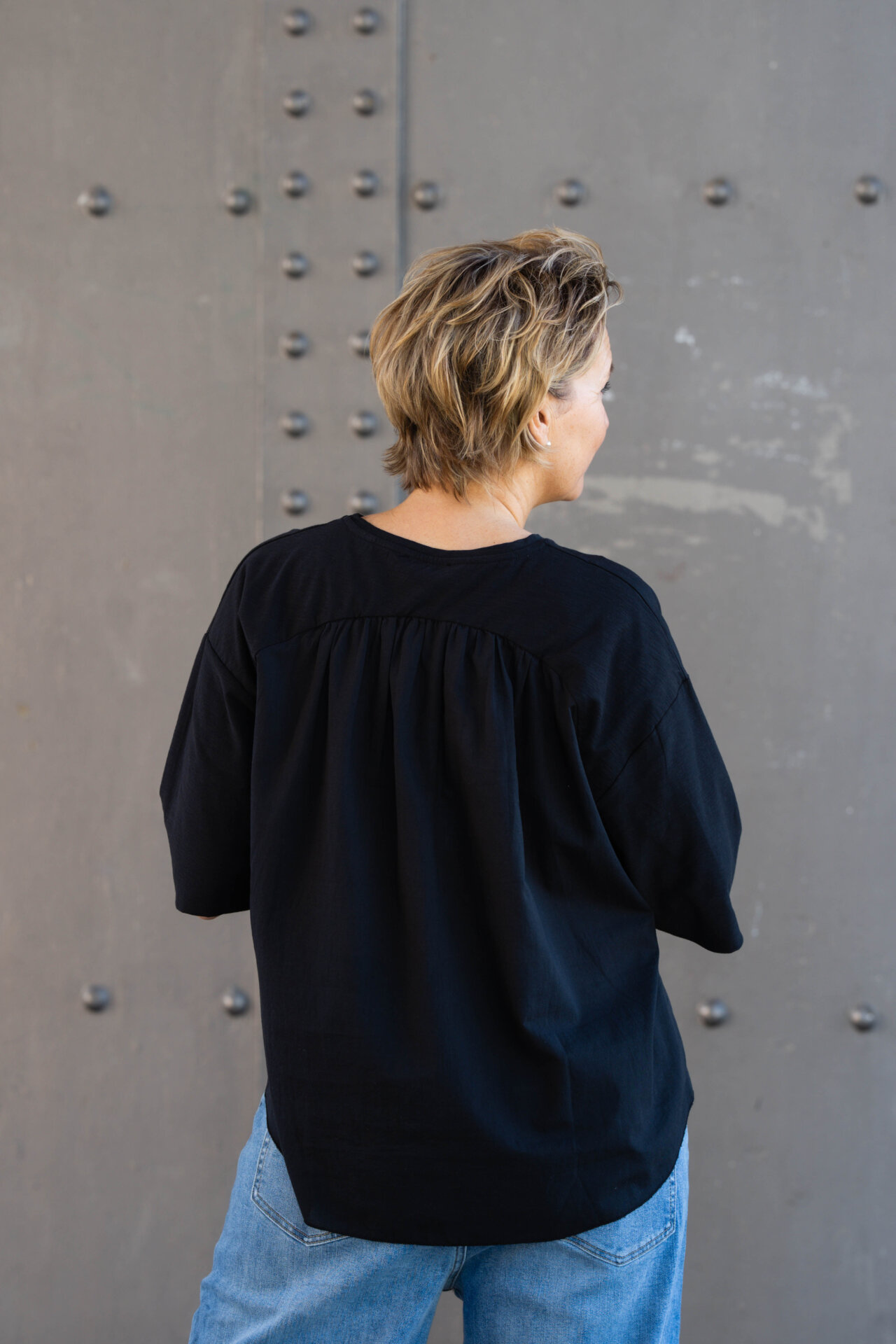 Material Mix Shirt “NOELANI” black (CC37)