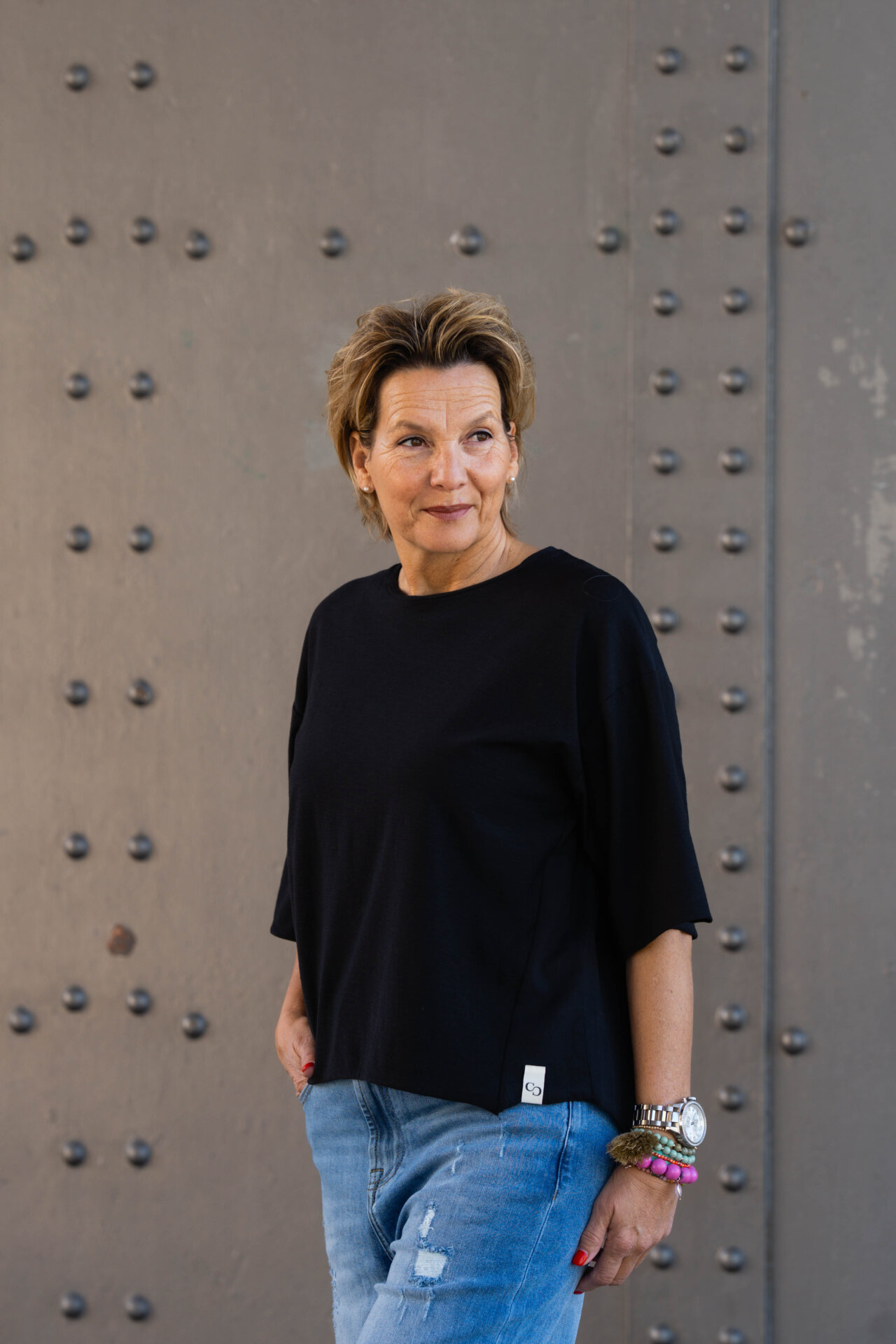 Material Mix Shirt “NOELANI” black (CC37)