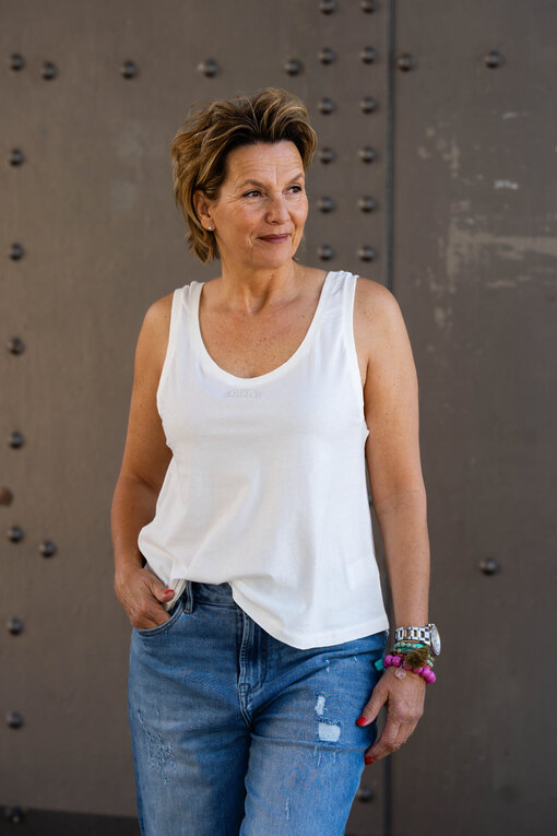 Hochwertiges Tank Top “ALIMA” ecru (10D39)