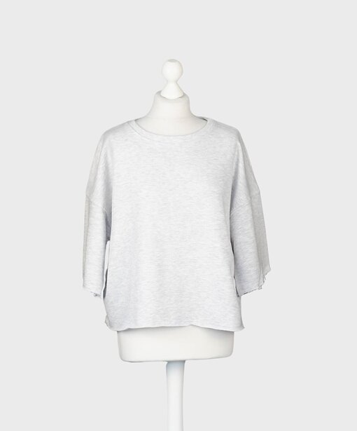 Kurzarm Sweater “NOOR” hellgrau meliert (GW26)
