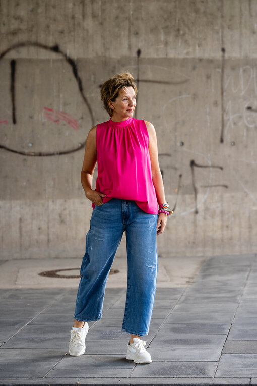 Leichte Bluse “PHILIPPA” (BA17) / Jeans “YOANA” – steel blue (ER28)