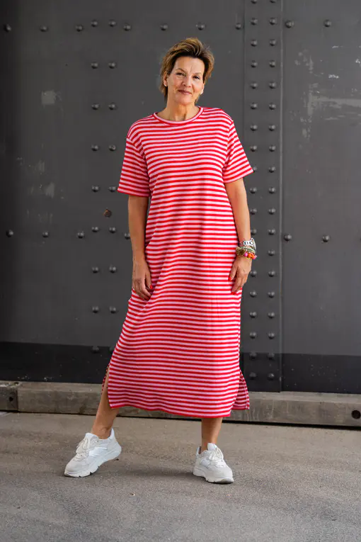 Streifenkleid “MAGGIE” rosa/rot (GW78)