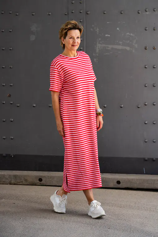 Streifenkleid “MAGGIE” rosa/rot (GW78)