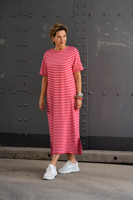 Streifenkleid “MAGGIE” rosa/rot (GW78)