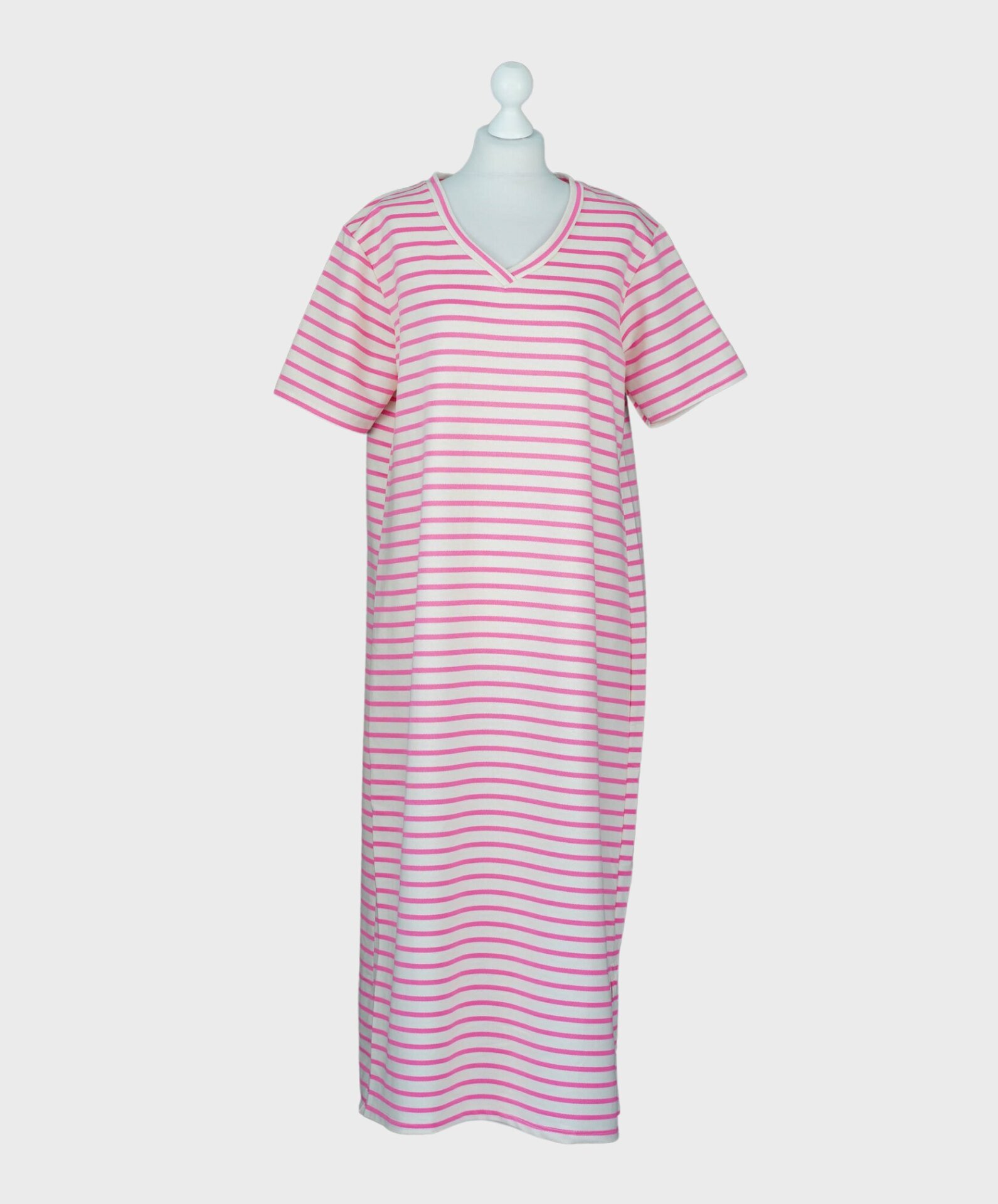 Tolles Streifenkleid “VIRGINIE” pink/creme (GW60)